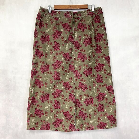 Eddie Bauer Corduroy Skirt Womens 10 Floral Boho Indie Cottagecore Goblincore - Picture 3 of 10